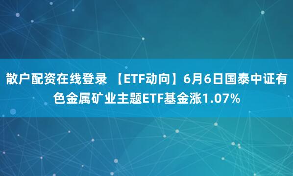 散户配资在线登录 【ETF动向】6月6日国泰中证有色金属矿业主题ETF基金涨1.07%
